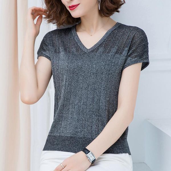 women's t-shirt ljsxls knitted v-neck tshirts women summer solid elasticity soft clothing casual elegant short sleeve tee shirt femme, White
women's t-shirt ljsxls knitted v-neck tshirts women summer solid elasticity soft clothing casual elegant short sleeve tee shirt femme, White