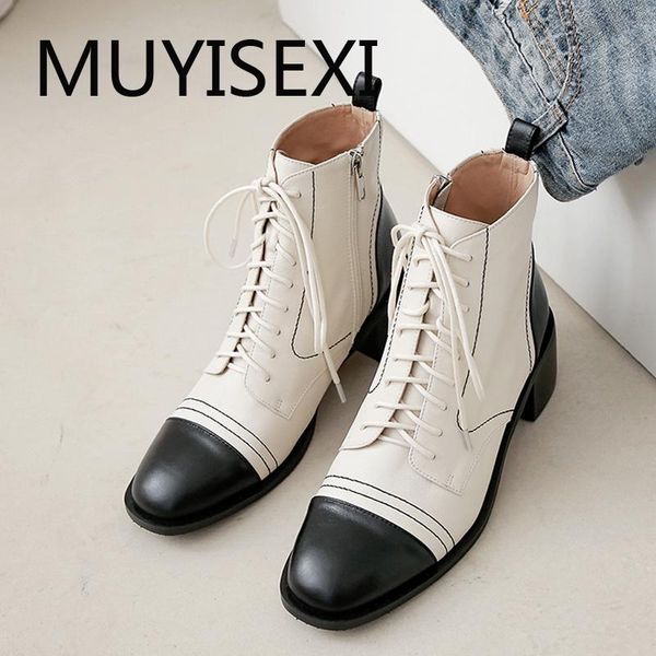 boots fashion mixed colors cow leather shoe round toe 5cm med heel british style winter women lace up zipper ankle boot ths05 muyisexi, Black
boots fashion mixed colors cow leather shoe round toe 5cm med heel british style winter women lace up zipper ankle boot ths05 muyisexi, Black
