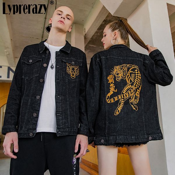 casual embroidery denim jacket men women couple autumn men's tiger jean male high street outerwear, Black
casual embroidery denim jacket men women couple autumn men's tiger jean male high street outerwear, Black