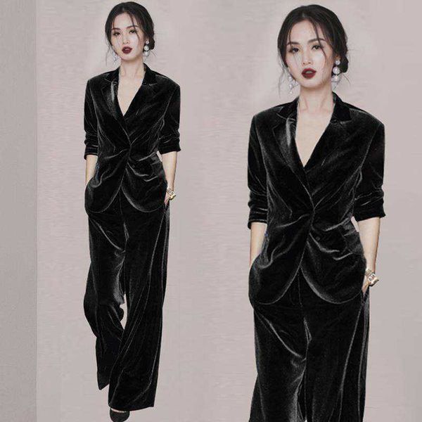 fashion suit female spring casual slim velvet + trumpet long pants autumn two-piece women 210601, White
fashion suit female spring casual slim velvet + trumpet long pants autumn two-piece women 210601, White