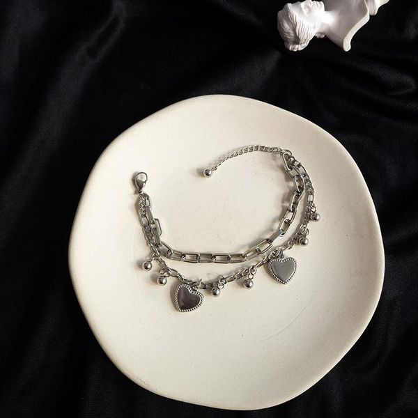 link, chain fashion metallic jewelry two layer chains bracelet beads round disc charms for women female gifts party wedding, Black
link, chain fashion metallic jewelry two layer chains bracelet beads round disc charms for women female gifts party wedding, Black