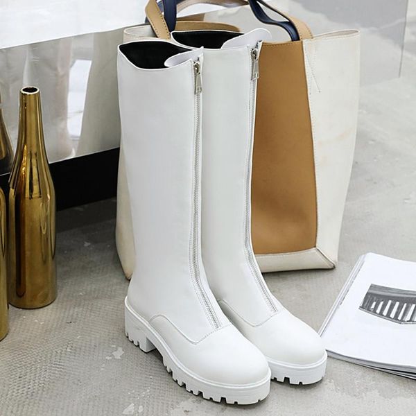 fashion zipper women's high boots winter comfortable punk low heels knee black white shoes large size
fashion zipper women's high boots winter comfortable punk low heels knee black white shoes large size