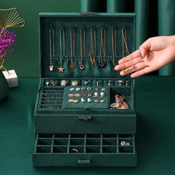 jewelry pouches, bags 3layers green flannel stud organizer large ring necklace makeup holder cases velvet box with lock women, Pink;blue
jewelry pouches, bags 3layers green flannel stud organizer large ring necklace makeup holder cases velvet box with lock women, Pink;blue