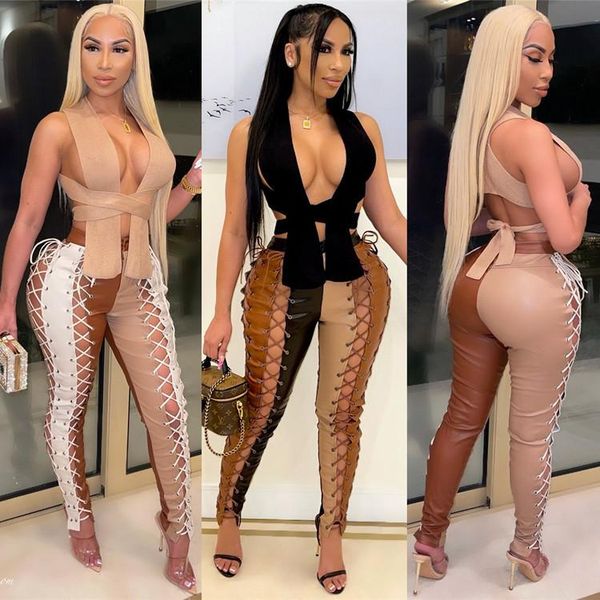 women's pants & capris adogirl pu patchwork hollow out lace up fashion matching bottoms autumn tie night club outdoor female clothes 20, Black;white
women's pants & capris adogirl pu patchwork hollow out lace up fashion matching bottoms autumn tie night club outdoor female clothes 20, Black;white