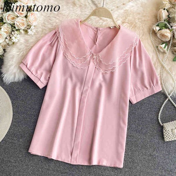 kimutomo chic peter pan collar chiffon blouse women solid color short sleeve button shirt summer korean elegant fashion 210521, White
kimutomo chic peter pan collar chiffon blouse women solid color short sleeve button shirt summer korean elegant fashion 210521, White