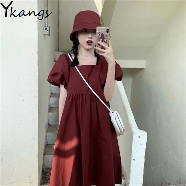 vintage black puff sleeve tutu dress women france fashion loose square neck mini for student white summer streetwear 210421
vintage black puff sleeve tutu dress women france fashion loose square neck mini for student white summer streetwear 210421