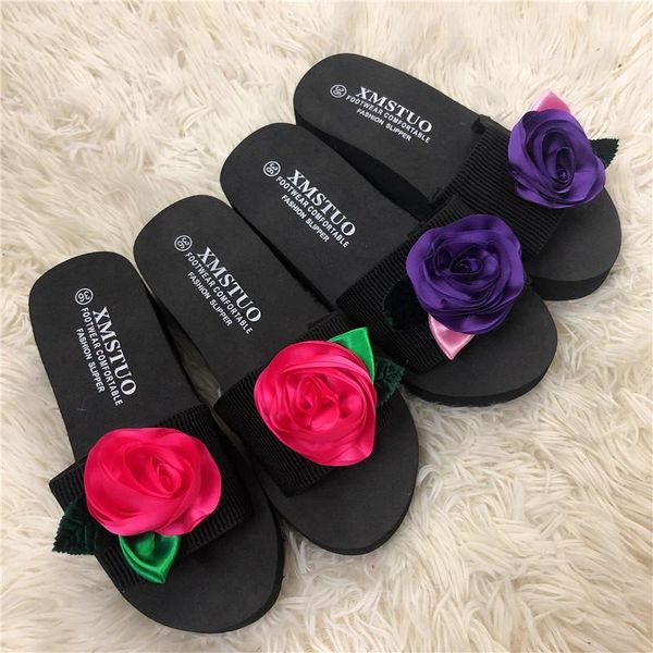 slippers fashion wedge sandals 2.36 inches heels beautiful rose inlay summer flat for women (size 35-40), Black
slippers fashion wedge sandals 2.36 inches heels beautiful rose inlay summer flat for women (size 35-40), Black