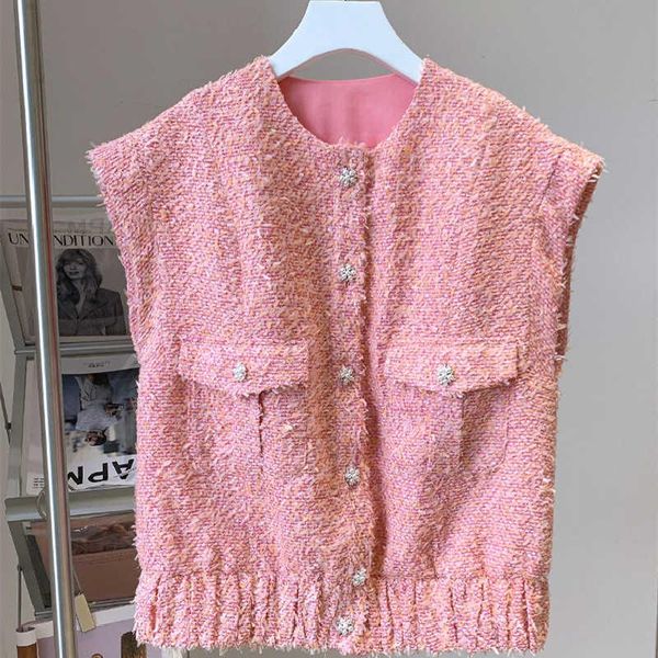 women's vests chic autumn spring o-neck waistcoat fashion pink color sleeveless tweed jackets c051, Black;white
women's vests chic autumn spring o-neck waistcoat fashion pink color sleeveless tweed jackets c051, Black;white