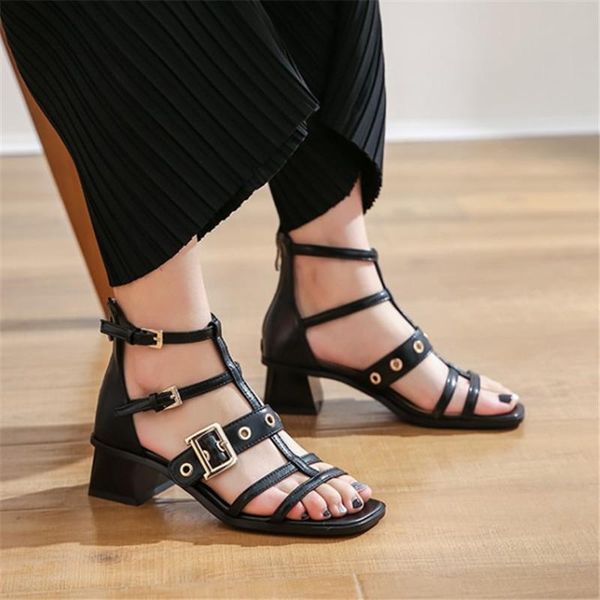 vintage genuine leather t tied gladiator sandals women hollow out buckle chunky block med heels rome shoes plus size 41, Black
vintage genuine leather t tied gladiator sandals women hollow out buckle chunky block med heels rome shoes plus size 41, Black