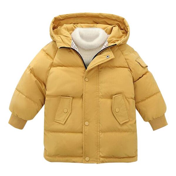 down coat 2021 children's cotton jacket medium length 2-10 year old boys and girls winter clothes thickened warm hooded, Blue;gray