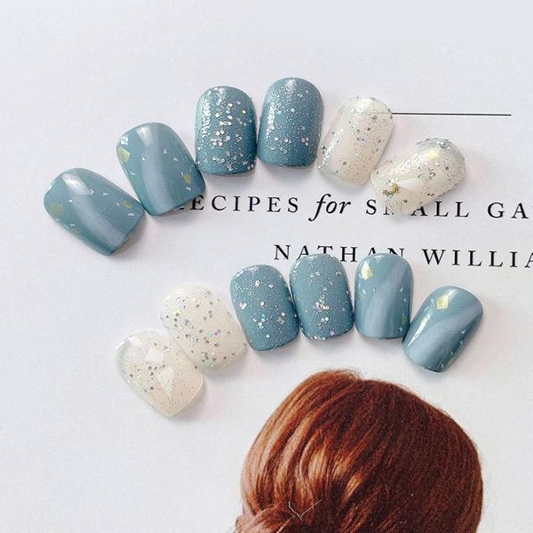 false nails 24pcs gray blue marble pattern short round head press on with designs dw, Red;gold
false nails 24pcs gray blue marble pattern short round head press on with designs dw, Red;gold