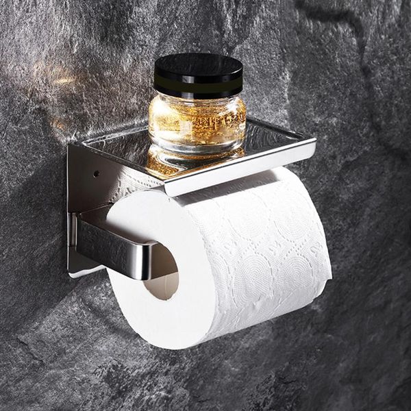 roll paper holder tissue holders shelf self-adhesive wall mounted with mobile phone toilet