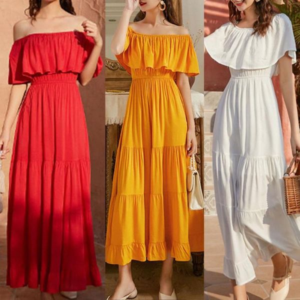 casual dresses ankle dress summer solid color ruffled off-shoulder open back elegant white for women 2021 robe femme, Black;gray
casual dresses ankle dress summer solid color ruffled off-shoulder open back elegant white for women 2021 robe femme, Black;gray