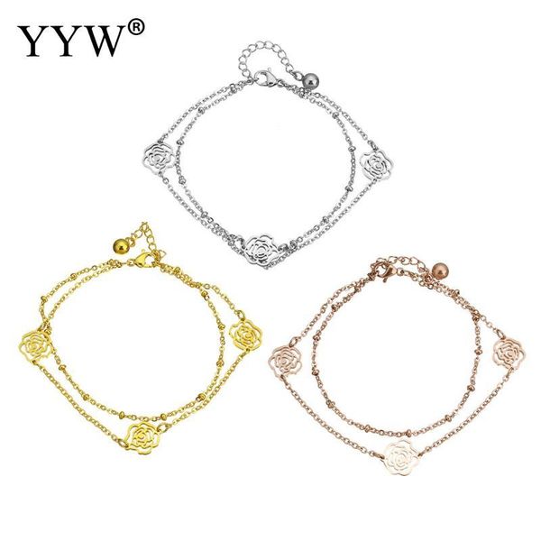 charm bracelets yyw 2021 arrival stainless steel double chain with flower bracelet fashion girl jewelry for women, Golden;silver
charm bracelets yyw 2021 arrival stainless steel double chain with flower bracelet fashion girl jewelry for women, Golden;silver