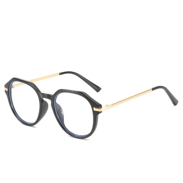 2021 polygon anti blue glasses fashion metal leg square flat lens round face full frame eyeglass frame, Black
2021 polygon anti blue glasses fashion metal leg square flat lens round face full frame eyeglass frame, Black