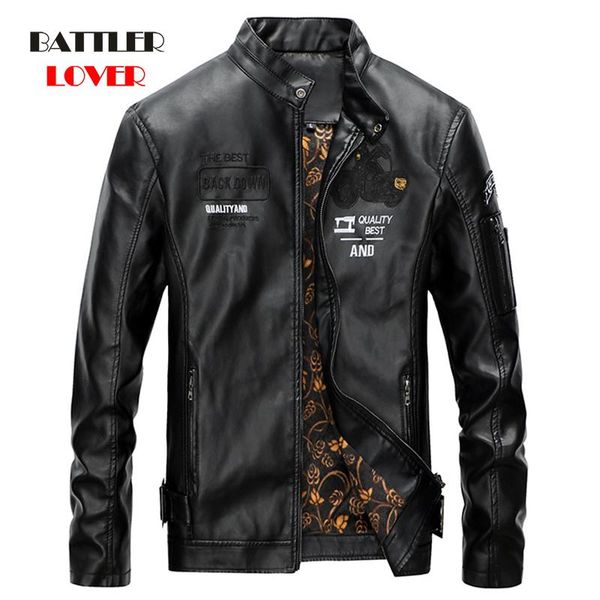 men's fur & faux men leather jacket brand designer embroidery motorcycle jackets and coats for male outwear biker pilot clothing veste, Black
men's fur & faux men leather jacket brand designer embroidery motorcycle jackets and coats for male outwear biker pilot clothing veste, Black