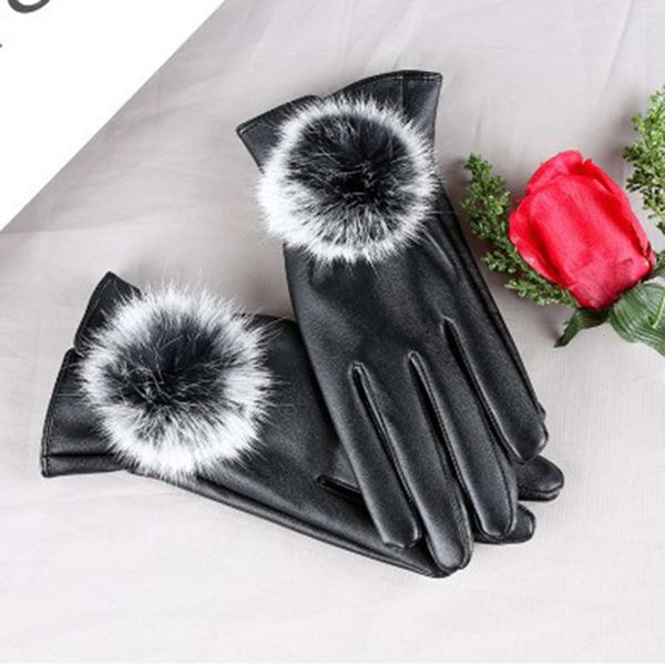 gloves leather women' autumn and winter plush warm touch real rabbit hair ball lovely hand repair cold proof, Blue;gray
gloves leather women' autumn and winter plush warm touch real rabbit hair ball lovely hand repair cold proof, Blue;gray