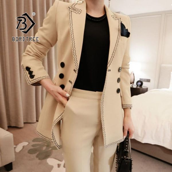 autumn women's blazer pants suit notched double breasted pocket design ol fashion elegance s96976d two piece, White
autumn women's blazer pants suit notched double breasted pocket design ol fashion elegance s96976d two piece, White