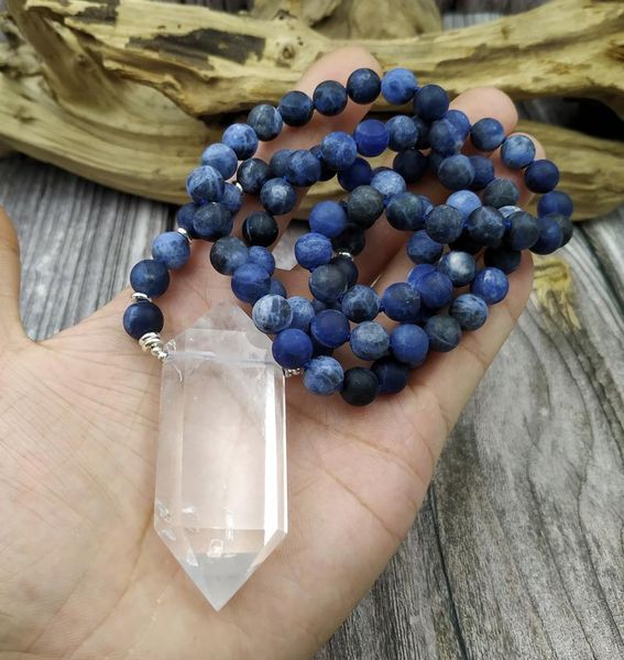 pendant necklaces ya4030 natural quartz point sodalite beads handmade necklace, Silver
pendant necklaces ya4030 natural quartz point sodalite beads handmade necklace, Silver