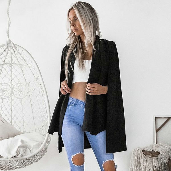 Fashion Sweater Fine Woolen Versatile Irregular Cape Cardigan Solid Women' Coat, Black
Fashion Sweater Fine Woolen Versatile Irregular Cape Cardigan Solid Women' Coat, Black
