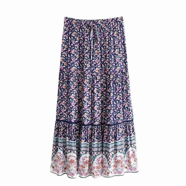 women printed long skirts elastic waist vintage loose for female summer spring cotton a-line pleated 210524, Black
women printed long skirts elastic waist vintage loose for female summer spring cotton a-line pleated 210524, Black