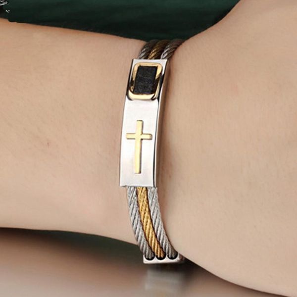charm bracelets cross bracelet mens stainless steel gold leather hip hop men wire jewelry 2021 gifts for male accesories, Golden;silver
charm bracelets cross bracelet mens stainless steel gold leather hip hop men wire jewelry 2021 gifts for male accesories, Golden;silver