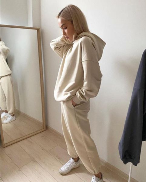 women's two piece pants basic solid color sweatshirt suit autumn style hoodie + stretch waist casual streetwear, White
women's two piece pants basic solid color sweatshirt suit autumn style hoodie + stretch waist casual streetwear, White