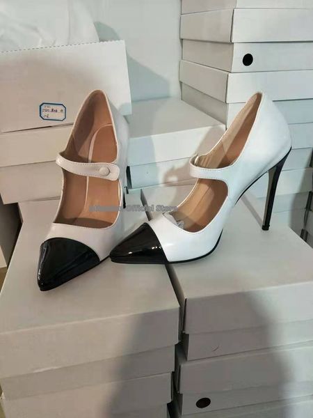 shoe real color mixed patent leather pointed finger of buckle foot female designer thin heels high stiletto pumps party shoes more size 45, Black
shoe real color mixed patent leather pointed finger of buckle foot female designer thin heels high stiletto pumps party shoes more size 45, Black