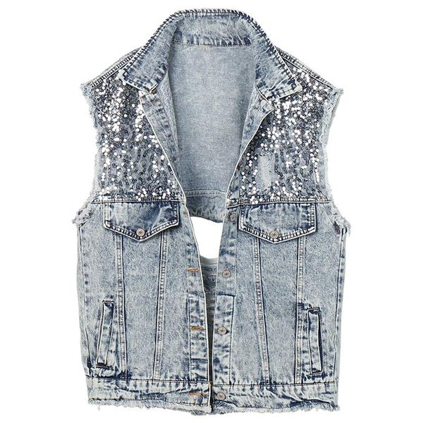 women's vests 2021 autumn light blue vest women sequin turn down collar denim harajuku bf spring jeans student loose, Black;white
women's vests 2021 autumn light blue vest women sequin turn down collar denim harajuku bf spring jeans student loose, Black;white