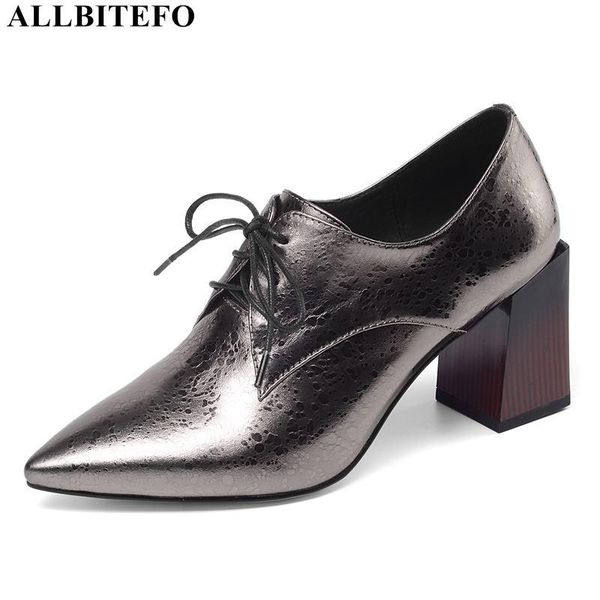 thick heel genuine leather high heels office ladies shoes women party girls dress, Black