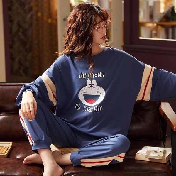 autumn womens sleepwears thicken women pajamas set kawaii doraemon blue cotton female homewear loose striped long sleeve sleepwear, Black;red
autumn womens sleepwears thicken women pajamas set kawaii doraemon blue cotton female homewear loose striped long sleeve sleepwear, Black;red