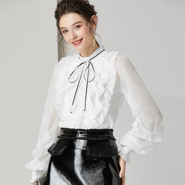 women's blouses & shirts court style women white blouse cascading ruffled beads elegant work office fashion lantern sleeve casual shirt
women's blouses & shirts court style women white blouse cascading ruffled beads elegant work office fashion lantern sleeve casual shirt