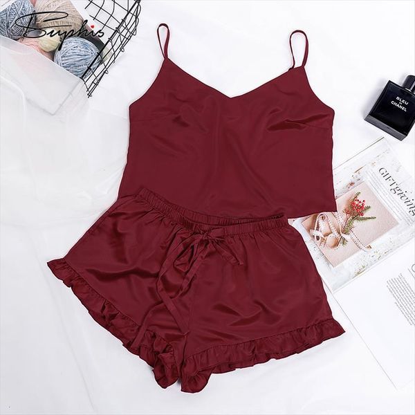 suphis v neck women sleepwear spaghetti strap sleeveless cami satin shorts pj set home clothes for red pijama, Black;red
suphis v neck women sleepwear spaghetti strap sleeveless cami satin shorts pj set home clothes for red pijama, Black;red