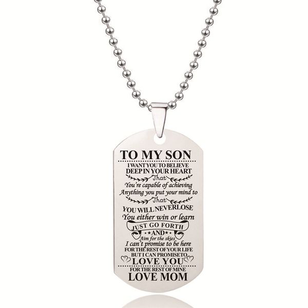 factory sholesale necklace titanium jewelry to my son military dog tag engraved stainless steel pendant popular fashion xmas gift
factory sholesale necklace titanium jewelry to my son military dog tag engraved stainless steel pendant popular fashion xmas gift