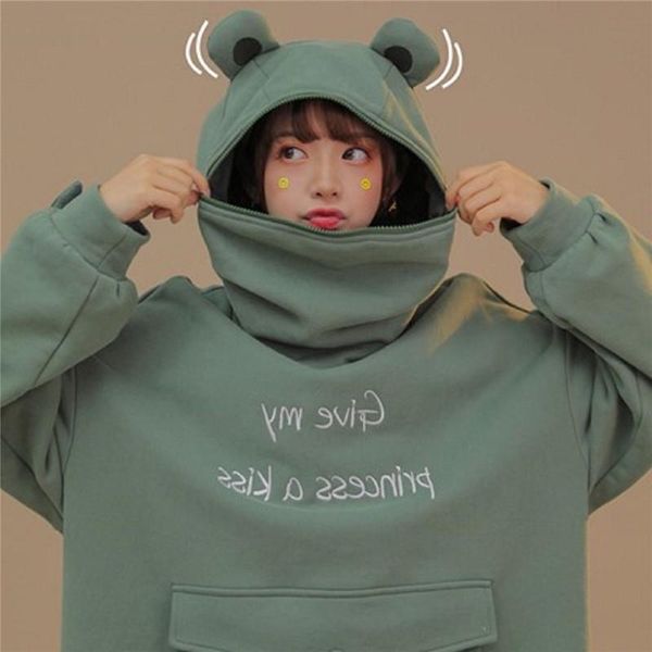 women hoodie frog pullover winter sense hooded casual sweatshirts autumn embroidery loose doll decoration zipper hoodies women's &, Black
women hoodie frog pullover winter sense hooded casual sweatshirts autumn embroidery loose doll decoration zipper hoodies women's &, Black