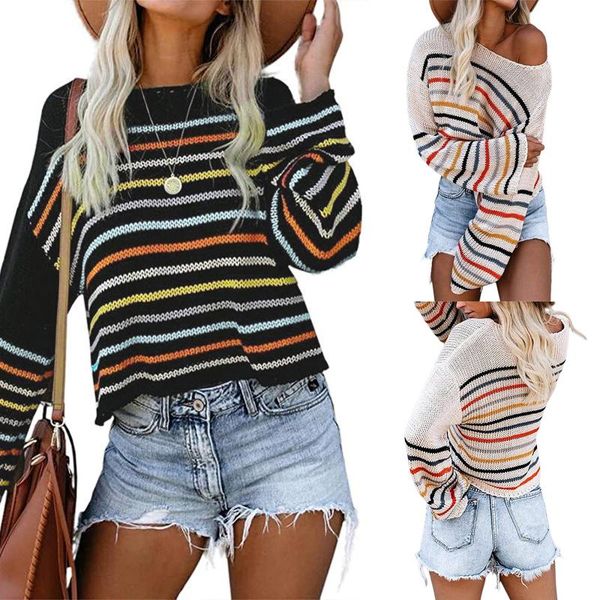 women's sweaters girls temperament off shoulder knitwear autumn ladies leisure style stripe long sleeve loose sweater knitted, White;black
women's sweaters girls temperament off shoulder knitwear autumn ladies leisure style stripe long sleeve loose sweater knitted, White;black