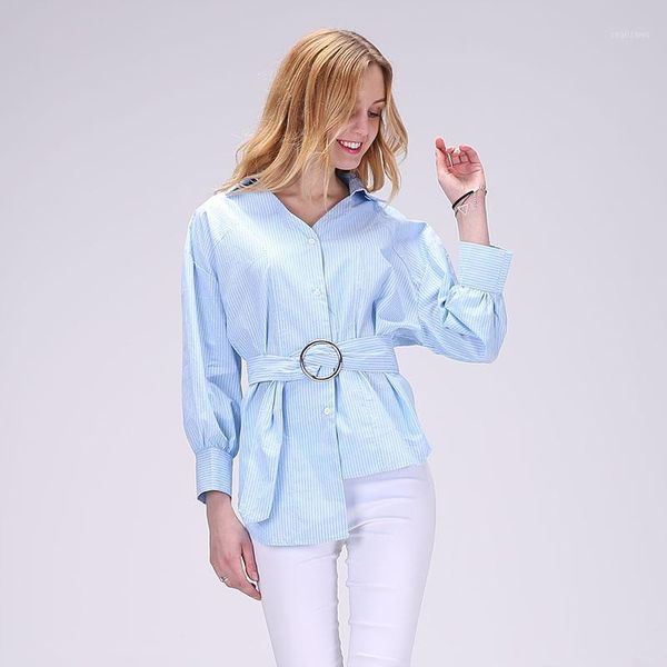 women's blouses & shirts dioufond striped v-neck blue women cotton slim fit ladies blusas female clothing with sashes 2021, White
women's blouses & shirts dioufond striped v-neck blue women cotton slim fit ladies blusas female clothing with sashes 2021, White