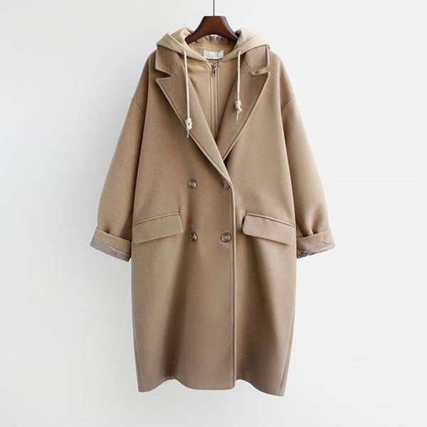 women's wool & blends lolibook korean fashion patchwork hooded coat women casual loose winter thicken jacket streetwear warm outerwear, Black
women's wool & blends lolibook korean fashion patchwork hooded coat women casual loose winter thicken jacket streetwear warm outerwear, Black