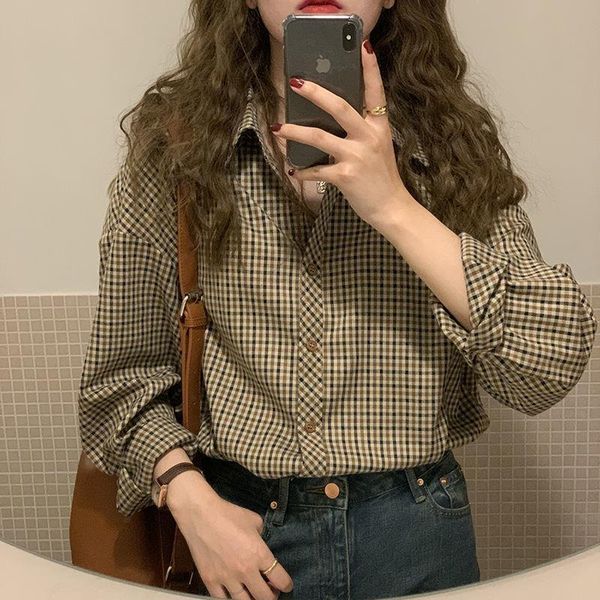 women's blouses & shirts retro hong kong style plaid shirt autumn korean student loose all-matching long sleeve base, White
women's blouses & shirts retro hong kong style plaid shirt autumn korean student loose all-matching long sleeve base, White