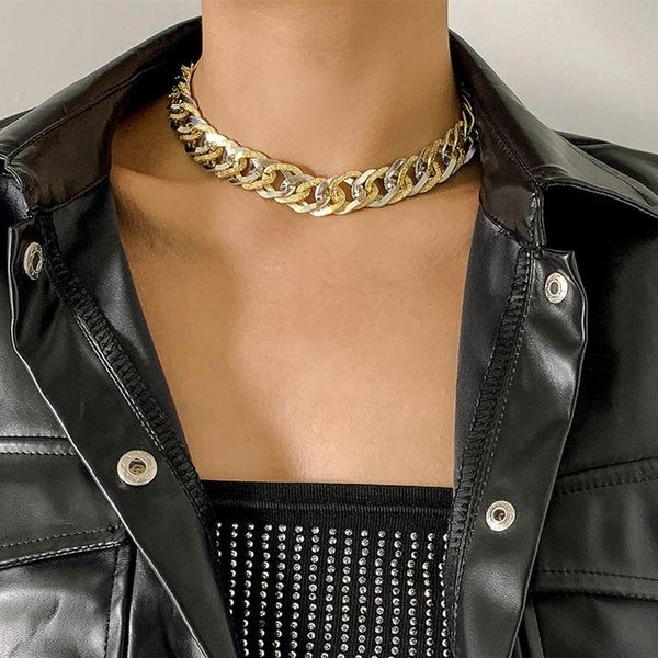 chokers punk style mix color twisted metal chain chunky choker necklaces thick miami curb cuban necklace collier women men neck jewelry, Golden;silver
chokers punk style mix color twisted metal chain chunky choker necklaces thick miami curb cuban necklace collier women men neck jewelry, Golden;silver