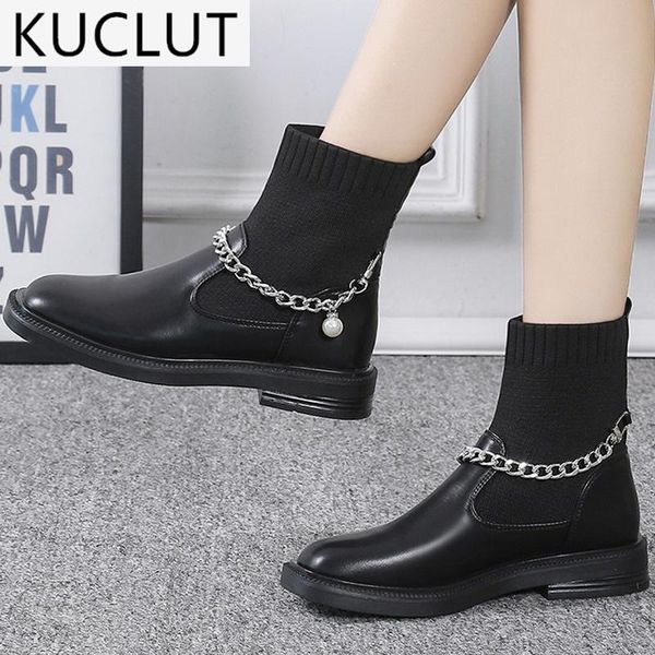 boots 2021 autumn fashion platform women's sock pu leather round head splicing elasticity metal decoration, Black
boots 2021 autumn fashion platform women's sock pu leather round head splicing elasticity metal decoration, Black