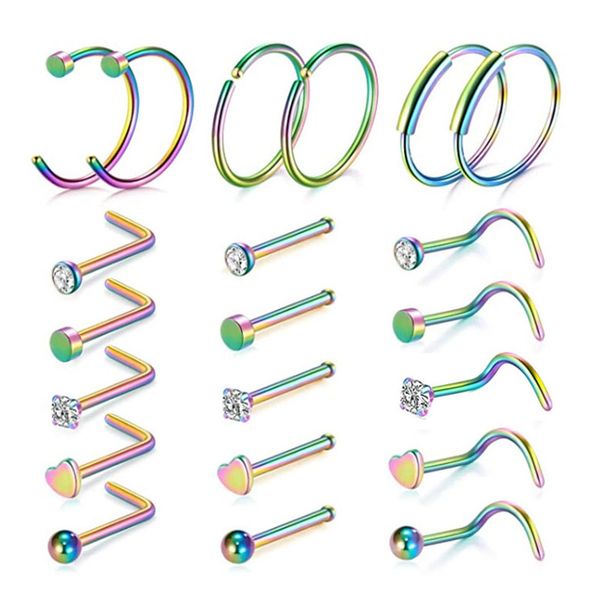 21pcs/set hoop nose ring set stainless steel gold silver black nose rings body jewelry lip titanium piercing stick bar for men women anti al
21pcs/set hoop nose ring set stainless steel gold silver black nose rings body jewelry lip titanium piercing stick bar for men women anti al