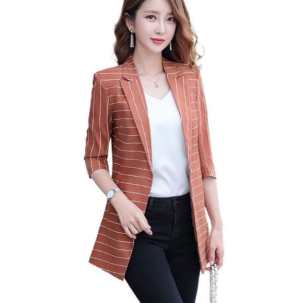women's two piece pants spring and autumn thin section mid-length three-quarter sleeves plaid small suit women jacket casual striped, White
women's two piece pants spring and autumn thin section mid-length three-quarter sleeves plaid small suit women jacket casual striped, White
