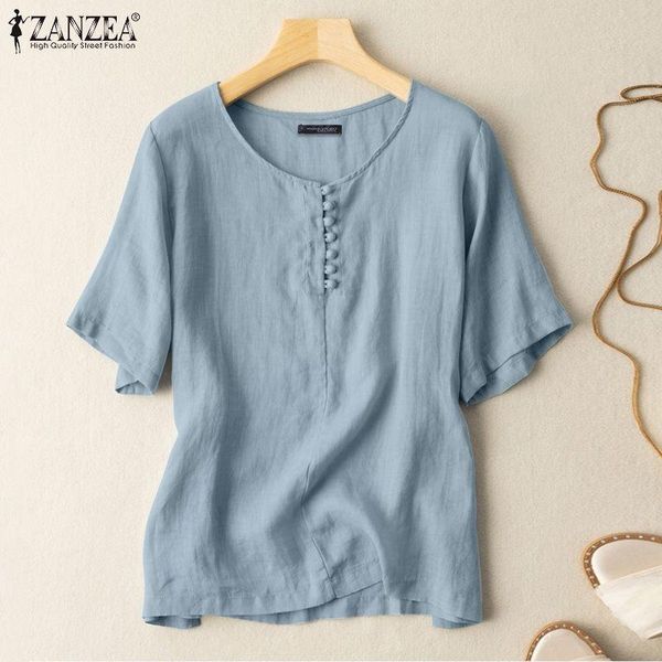 women's blouses & shirts vintage women blouse 2021 zanzea summer cotton linen casual solid short sleeve mujer camisetas ladies loose b, White
women's blouses & shirts vintage women blouse 2021 zanzea summer cotton linen casual solid short sleeve mujer camisetas ladies loose b, White
