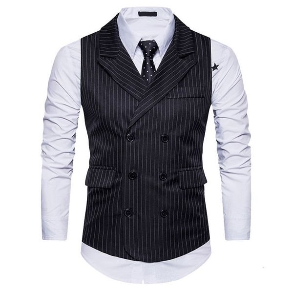 men's vests vertical striped suit vest menturn-down collar double breasted sleeveless waistcoat mens casual business wholesale 43da, Black;white
men's vests vertical striped suit vest menturn-down collar double breasted sleeveless waistcoat mens casual business wholesale 43da, Black;white