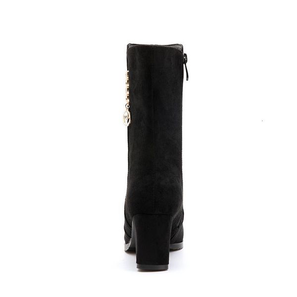 boots memunia plus size 34-43 women squre high heels bear autumn winter fashion mid calf x17f, Black 
boots memunia plus size 34-43 women squre high heels bear autumn winter fashion mid calf x17f, Black