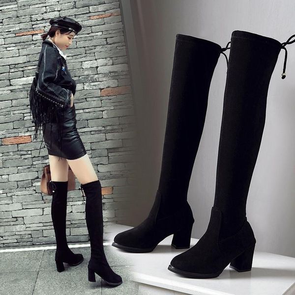 boots women's over the knee sock 2021 autumn thick heel knitting pointed toe elasitc slim botas mujer plus size34-43, Black
boots women's over the knee sock 2021 autumn thick heel knitting pointed toe elasitc slim botas mujer plus size34-43, Black