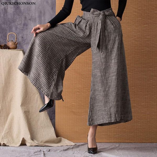 women's pants & capris qiukichonson ramie women stripe wide leg 2021 fashion lace up vintage high waist capri casual plus size, Black;white
women's pants & capris qiukichonson ramie women stripe wide leg 2021 fashion lace up vintage high waist capri casual plus size, Black;white