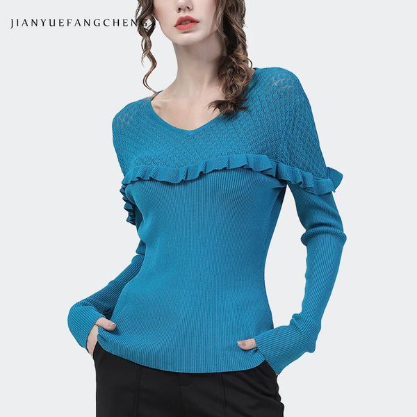 women's sweaters fashion hollow out ruffles women knitted sweater 2021 autumn long sleeve v-neck thin bottoming elegant slim pullovers, White;black
women's sweaters fashion hollow out ruffles women knitted sweater 2021 autumn long sleeve v-neck thin bottoming elegant slim pullovers, White;black