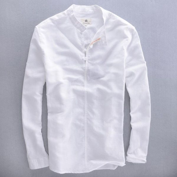 men's casual shirts mandarin collar long sleeve white linen shirt men summer cotton blue male dress, White;black
men's casual shirts mandarin collar long sleeve white linen shirt men summer cotton blue male dress, White;black